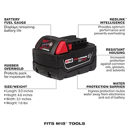 M18 18-Volt 5.0 Ah Lithium-Ion XC Extended Capacity Battery Pack