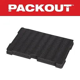 Customizable Foam Insert for Packout storage system, featuring a rectangular, dark foam block with notches for fitting and customization.