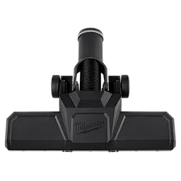 The image shows a 1-7/8" Pivoting Floor Tool by Milwaukee, designed for use with vacuum cleaners. It features a rotating head for better maneuverability and a sleek black finish with the Milwaukee logo prominently displayed.