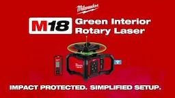 Milwaukee M18 Green Interior Rotary Laser Level Kit with Remote Receiver and Wall Mount Bracket